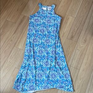 Stella Parker Elegant Blue Patterned Sleeveless Dress